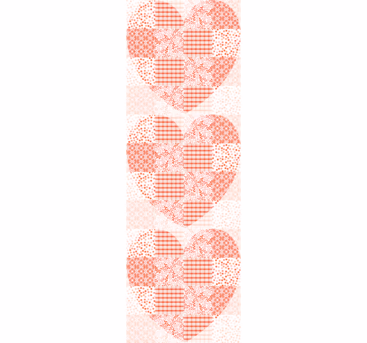 Papier peint fleuri motif patchwork coeur - TenStickers