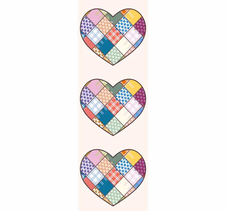Papier peint fleuri motif coeur en patchwork - TenStickers
