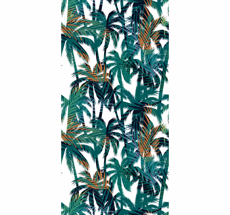 Papier peint jungle palmiers verts et blancs - TenStickers