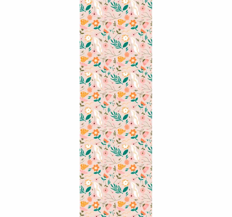 Papier peint floral motif fleuri et plumes - TenStickers