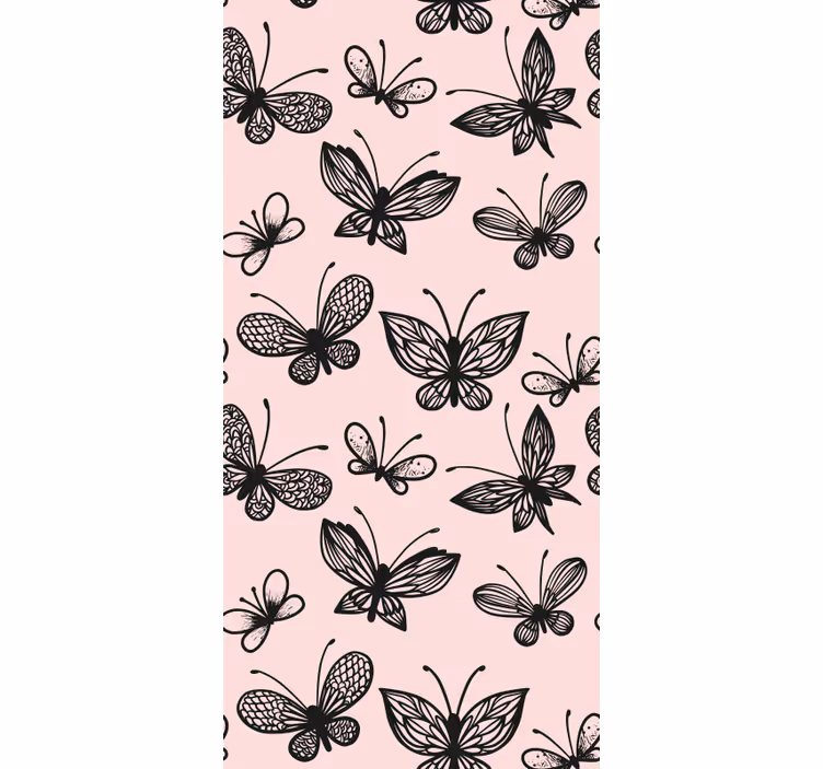 Papier peint papillons motif noir et rose - TenStickers