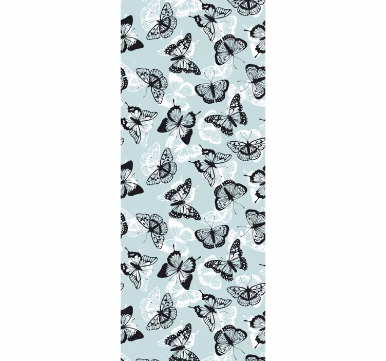 Papier peint papillons noir et blanc en mouvement - TenStickers
