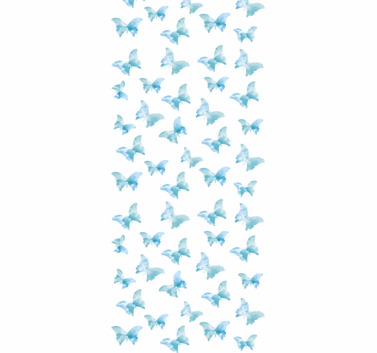 Papier peint papillons motif bleu et blanc - TenStickers