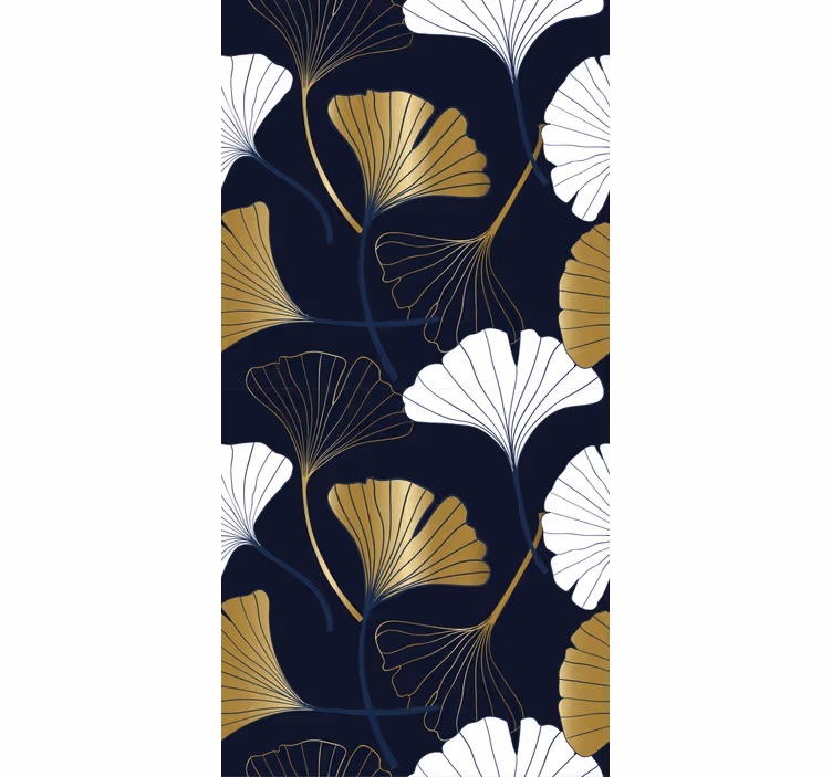 Papier peint fleuri composition des feuilles de ginkgo - TenStickers