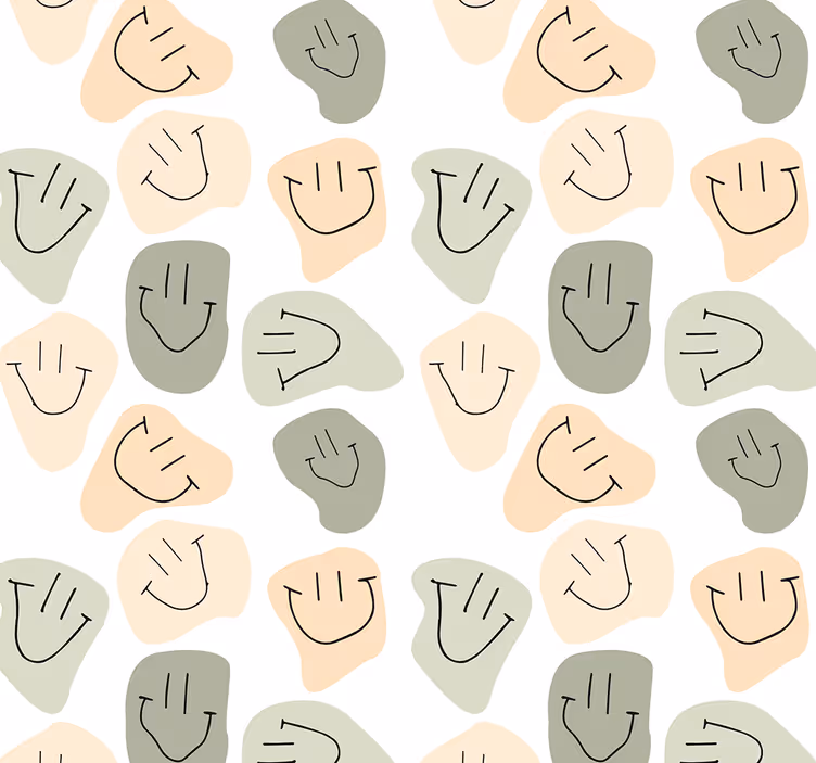 Papier peint visages souriants couleurs neutres  - TenStickers