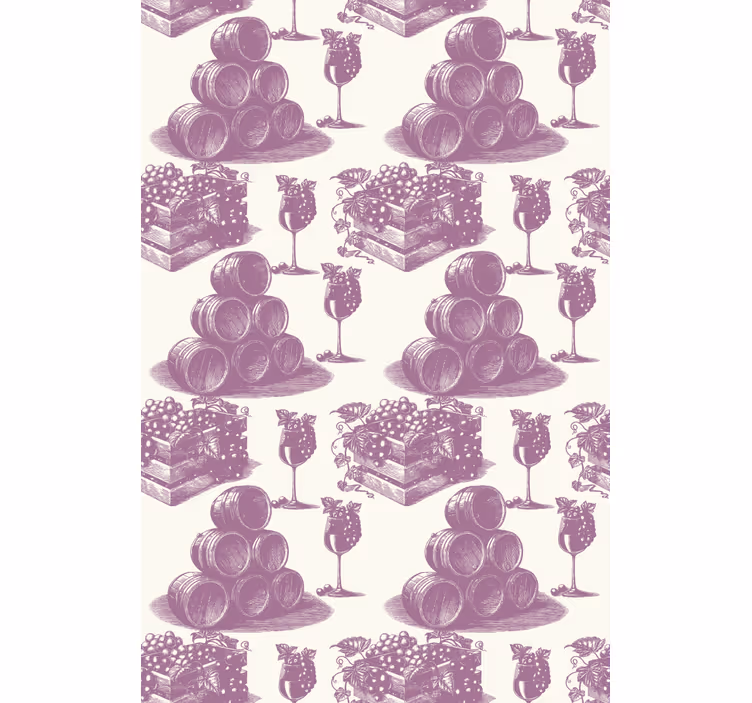Papier peint rustique raisins et fûts - TenStickers