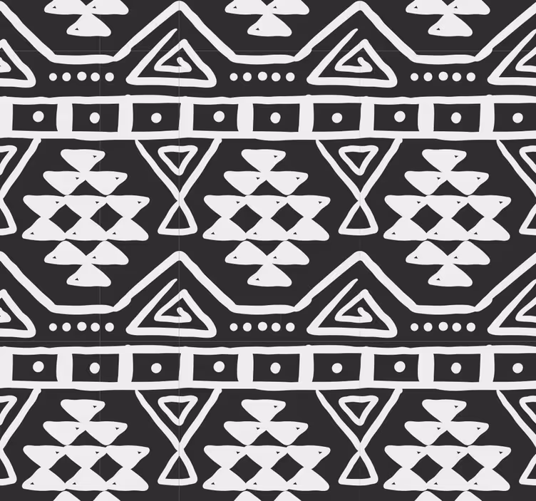 Papier peint motif bohémien noir et blanc - TenStickers