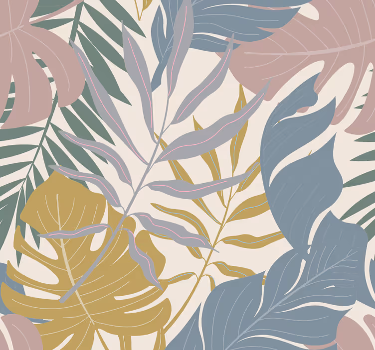 Papier peint feuilles motif végétal - TenStickers