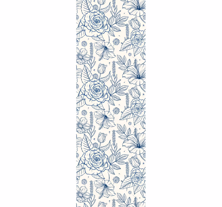 Papier peint floral Bleu de Delft - TenStickers