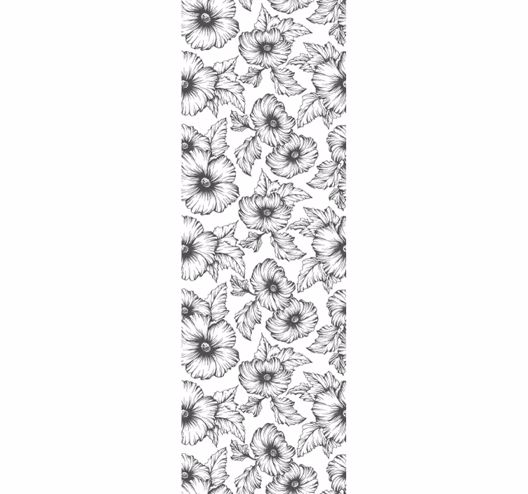 Papier peint tendance floral en noir et blanc - TenStickers