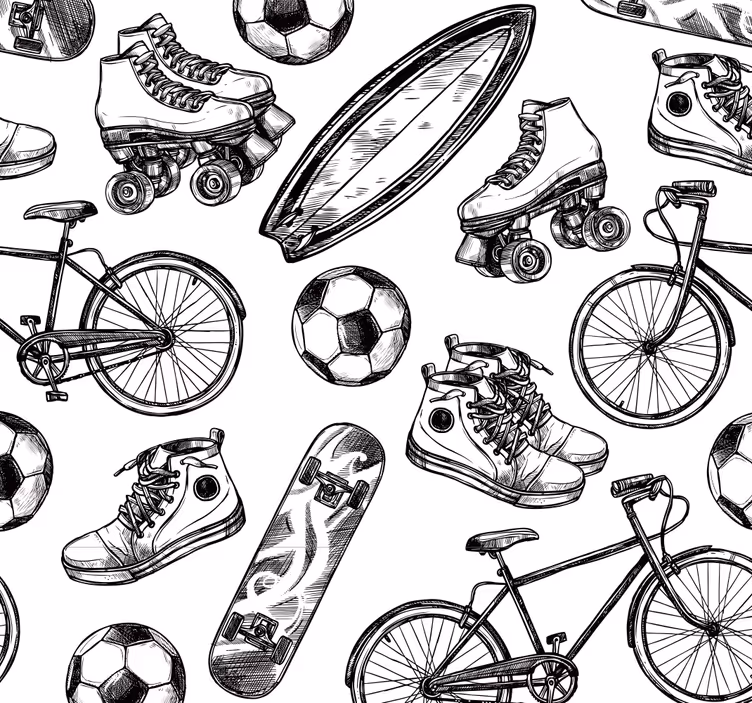 Papier peint vintage dessins sport - TenStickers