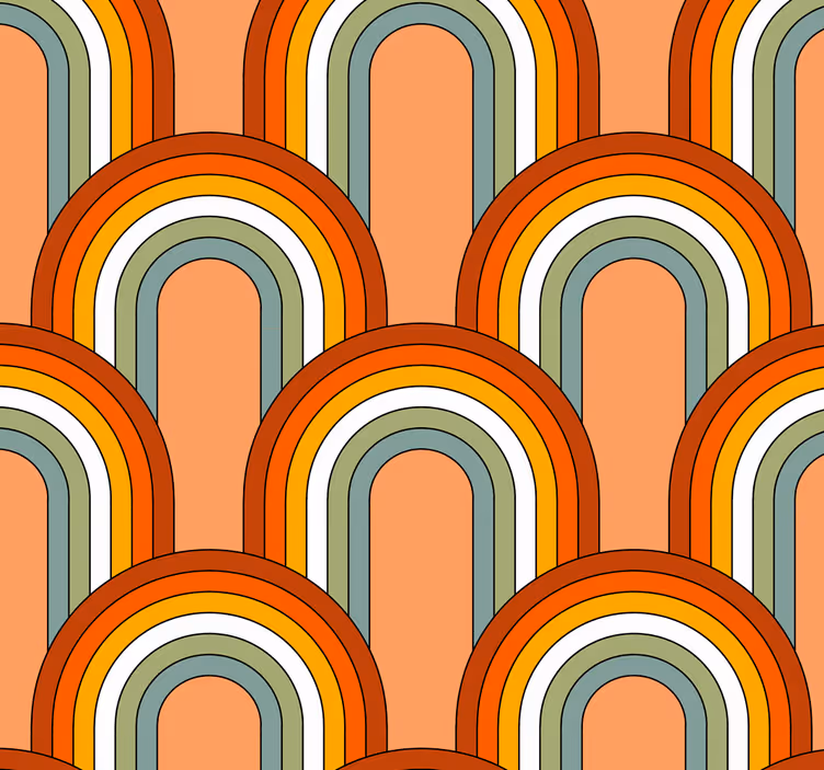 Papier peint motif arcs-en-ciel années 70 - TenStickers