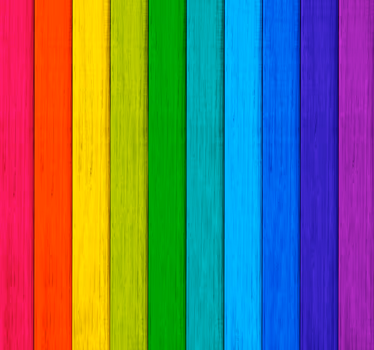 Papier peint effet planches en bois arc-en-ciel - TenStickers