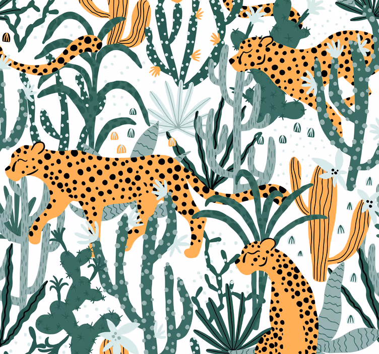 Papier peint motif léopards dans la jungle - TenStickers