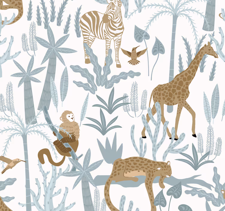 Papier peint motif de savane couleurs pastels - TenStickers