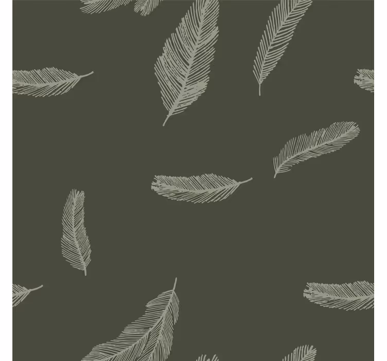 Papier peint chambre vert plumes minimalistes - TenStickers
