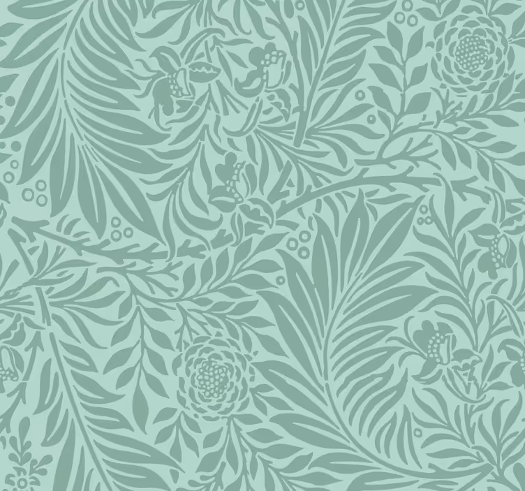 Papier peint salle à manger vert menthe feuilles - TenStickers