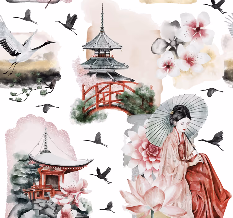 Papier peint tête de lit japonais - TenStickers