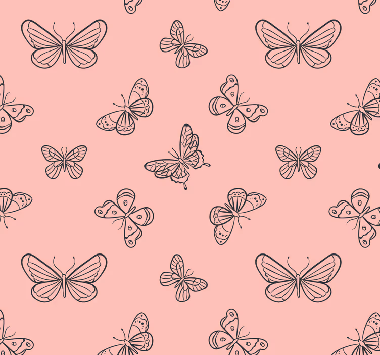 Papier peint rose motif papillon - TenStickers