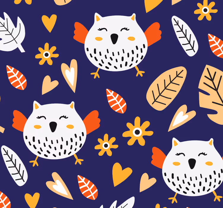 Papier peint oiseaux motif nature hibou - TenStickers