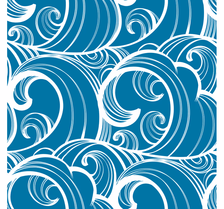 Papier peint tête de lit motif bleu ondulé - TenStickers