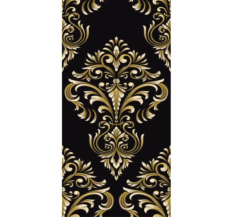 Papier peint noir motif doré traditionnel - TenStickers