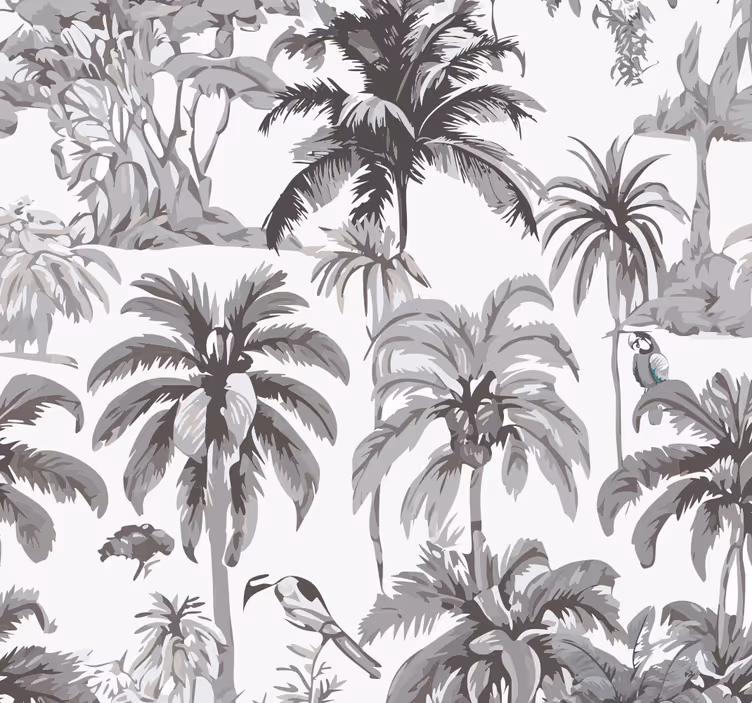 Papier peint gris motif de palmiers - TenStickers