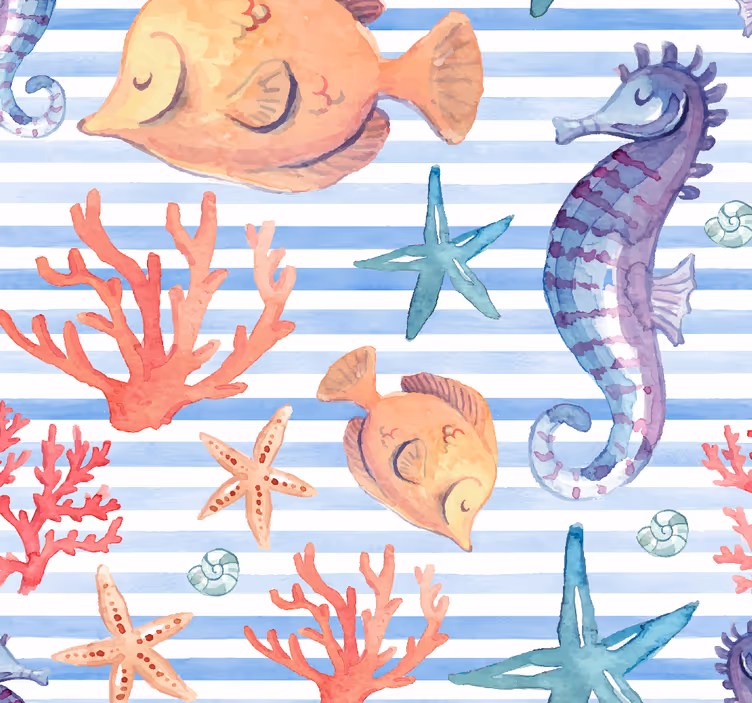 Papier peint poissons modèle de la faune océanique - TenStickers