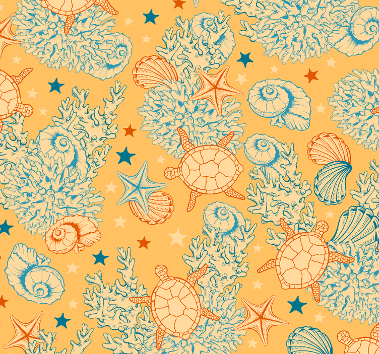 Papier peint poissons ensemble à motifs marins - TenStickers
