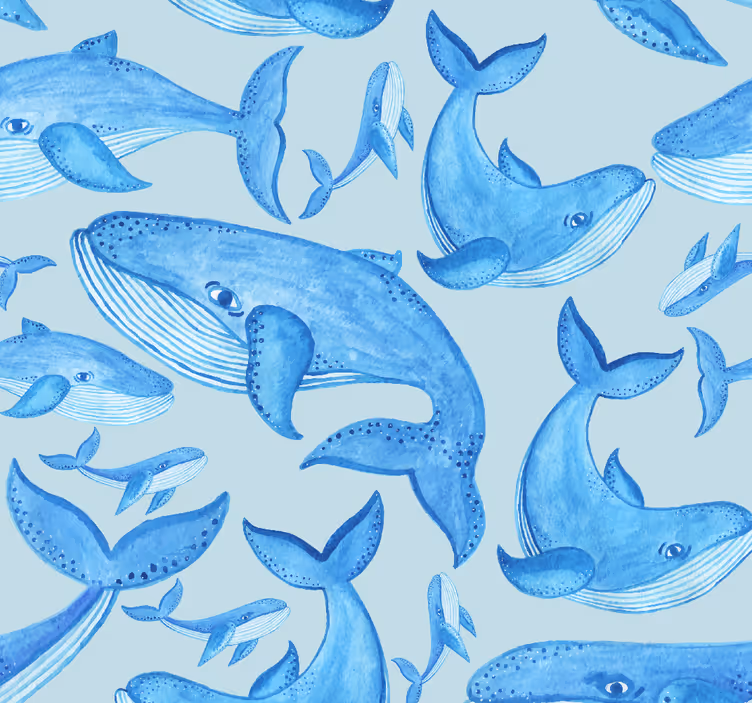 Papier peint poissons motifs de baleines aquatiques - TenStickers