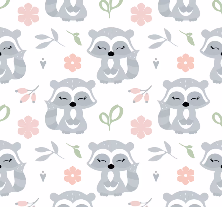 Papier peint animaux jolis ratons laveurs - TenStickers