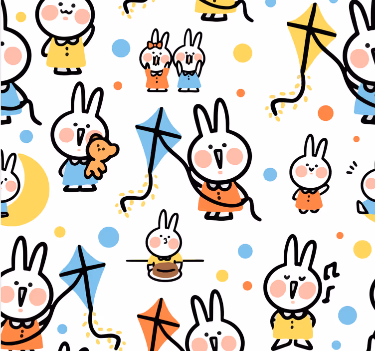 Papier peint animaux lapins avec cerfs-volants - TenStickers