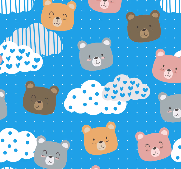 Papier peint animaux motif de paysage nuageux d'ours - TenStickers