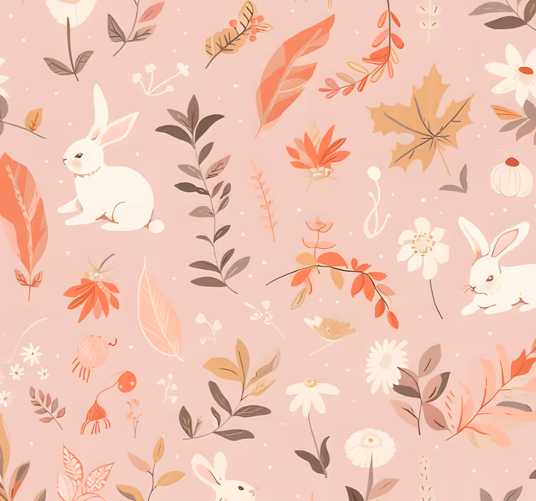 Papier peint rose motif de la forêt d'automne - TenStickers