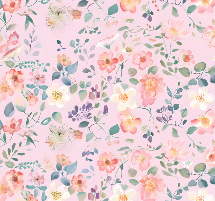 Papier peint rose explosion printanière - TenStickers