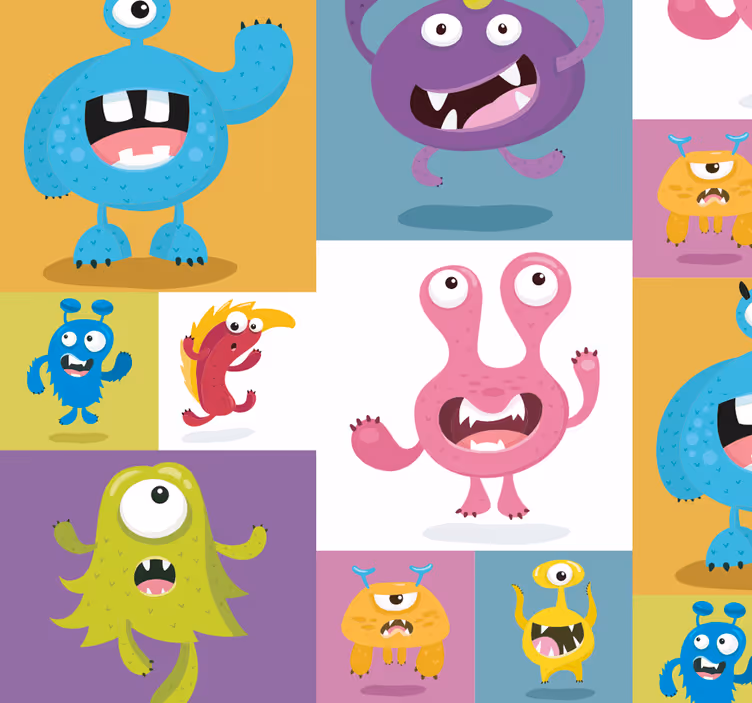Papier peint chambre bébé motifs de monstres joyeux - TenStickers