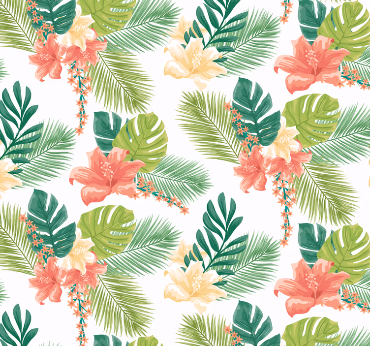 Papier peint nature floraison du feuillage tropical - TenStickers
