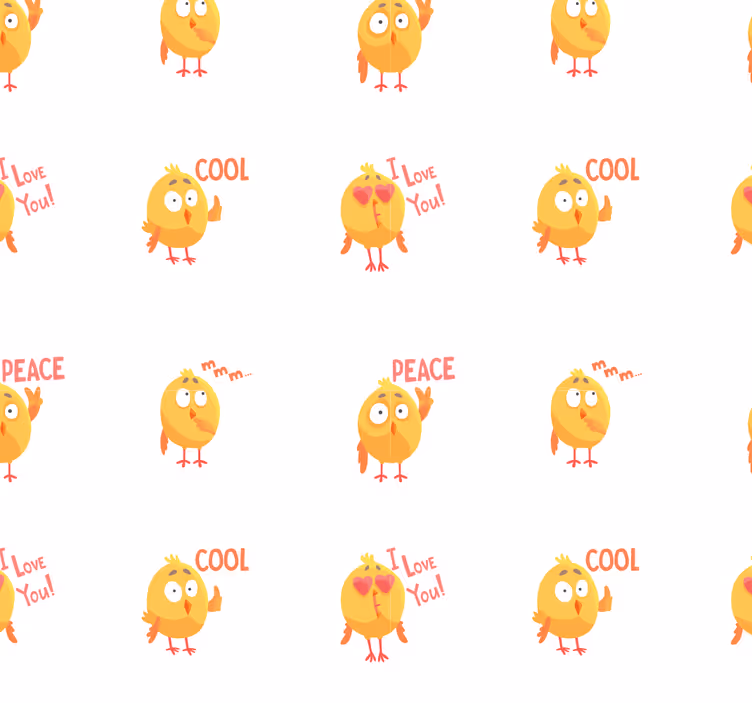 Papier peint animaux modèle de dessin animé de poussin - TenStickers
