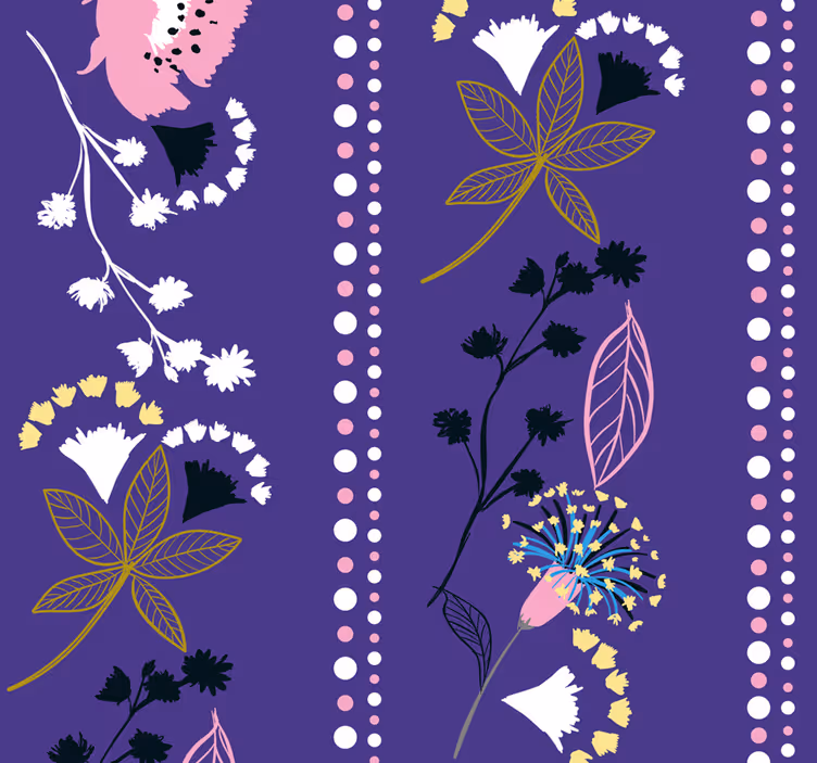 Papier peint floral motif à rayures florales - TenStickers