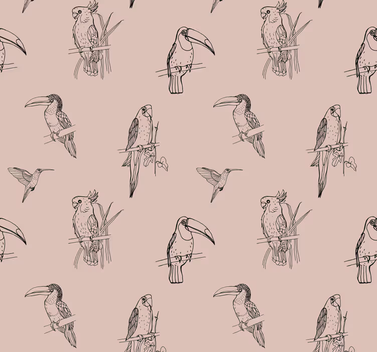 Papier peint oiseaux motif de croquis aviaire - TenStickers