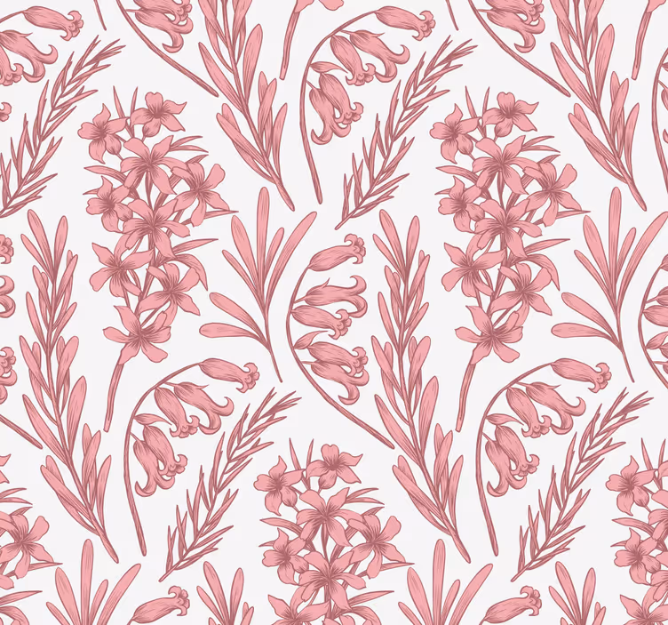 Papier peint fleurs motif rose laurier et lavande - TenStickers
