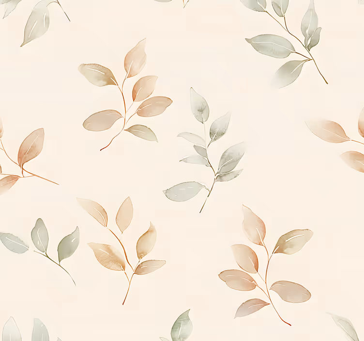Papier peint entrée motifs feuillage vert et marron - TenStickers