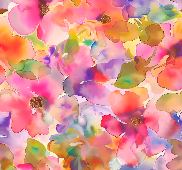 Papier peint entrée fleurs multicolores effet aquarelle - TenStickers