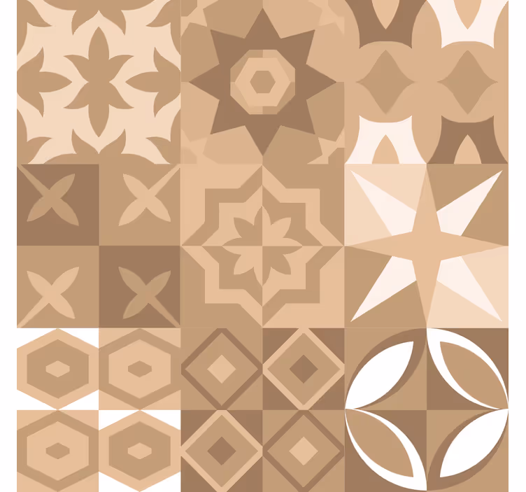 Papier peint carrelage beige motifs modernes - TenStickers