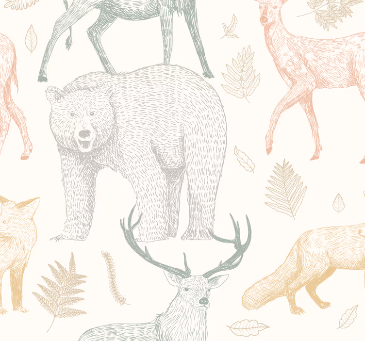 Papier peint animaux conception forestière minimaliste - TenStickers