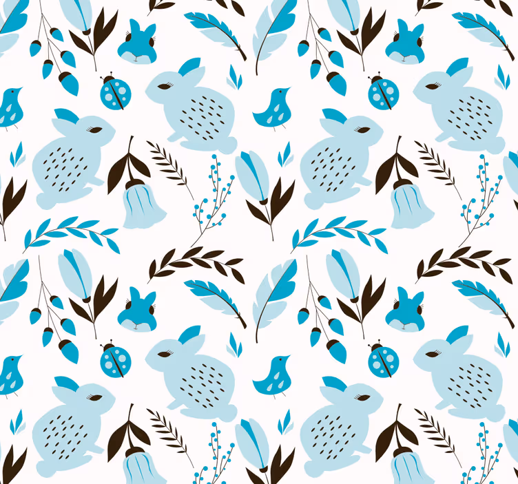 Papier peint animaux lapins bleus - TenStickers