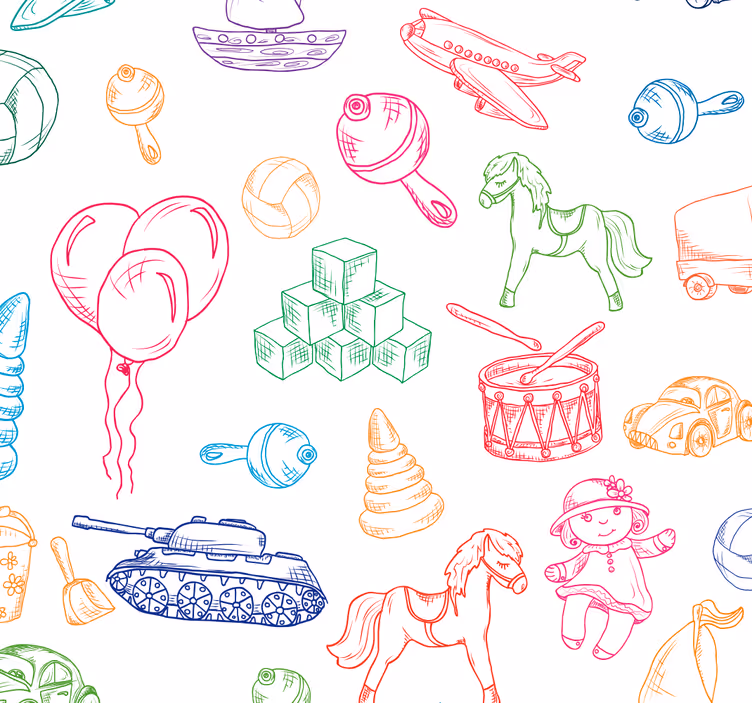 Papier peint chambre bébé motifs ludiques de l'enfance - TenStickers