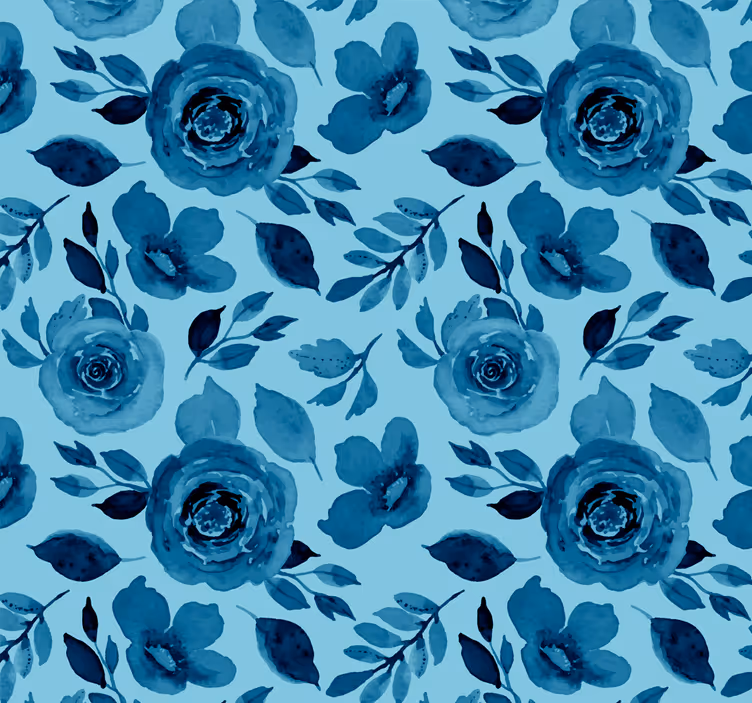 Papier peint floral toile florale bleue - TenStickers