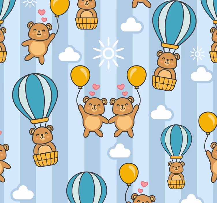 Papier peint chambre bébé nounours ballon - TenStickers