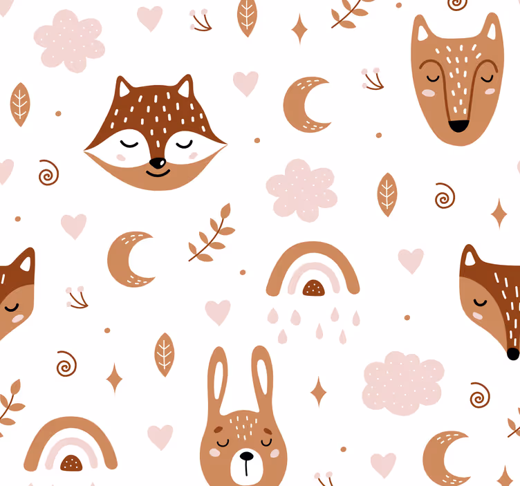 Papier peint enfant animaux et arc-en-ciel - TenStickers